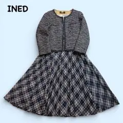 INED　スーツセットアップ　ノーカラージャケット　ツイード