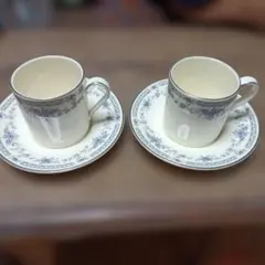 MINTON　青い花柄のティーカップ・ソーサー 2個セット