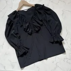 イヴサンローラン Yves Saint Laurent ブラウス 黒 フリル