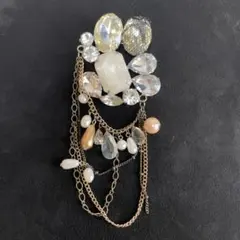 【13】アクリル系　大きなクリスタルブローチ　レトロ　ヴィンテージ