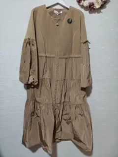 新品❣️スーパービューティー ティアード コート ワンピース 2WAY モカ42