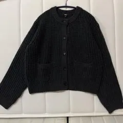 ユニクロC ワッフルニットクルーネックカーディガンL