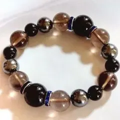 【天然石パワーストーンブレスレット】スモーキークォーツ、 ヘマタイト、オニキス