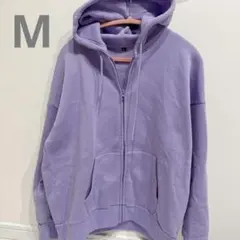 パーカー 紫 M レディース 裏起毛 パープル ジップアップ