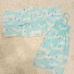 美品　浴衣　セパレート　ワンピース　100　110　水色　綿100%