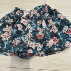 青色花柄スカートパンツ  キュロット110サイズ　GU 女の子
