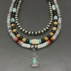 3連 ネックレス アメカジ インディアン ボヘミアン ジュエリー ストリート