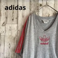 【激レア！】adidas トレフォイル　Tシャツ　刺繍　袖ライン　銀タグ