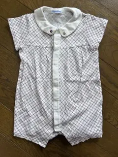 familiar チェック柄 半袖ロンパース 70
