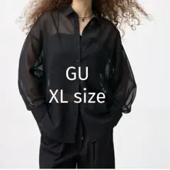 【超美品】GUシアー ドルマンスリーブシャツ オリーブ XLのサムネイル