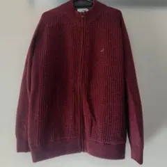 Croatian バーガンディ ニットジップアップセーター LLサイズ
