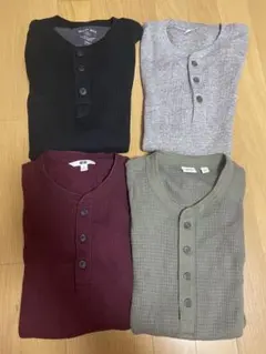 UNIQLO/ユニクロ ワッフルヘンリーネック4点セットSサイズ 未使用＋中古