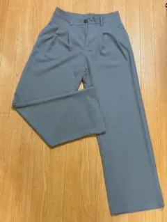 グレー プリーツスラックス L