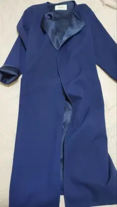 ネイビー ベルト付きロングコート