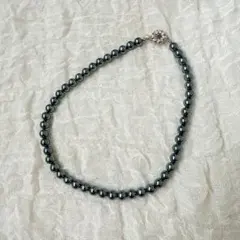 ブラックパール風ネックレス　フェイクパール　G SILVER 刻印