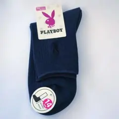 未使用新品　PLAYBOY　ネイビー　ソックス　23～25cm　１４cm丈のサムネイル