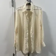 GORGE アイボリー 長袖シャツ　シアーシャツ