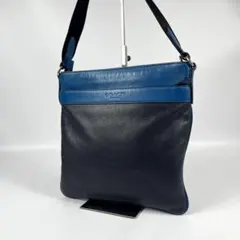 良品 COACH メンズ ショルダーバッグ レザー 黒 バイカラー F71842