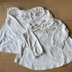 branshes 花柄刺繍 フリル襟 長袖シャツ ブラウス 110cm 90cm