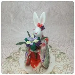 ちりめん細工 うさぎと菖蒲