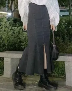 ブラックデニム　マーメイド　スカート S