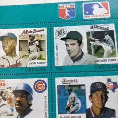 3945 外国切手 グレナダ 1988年 MLB 野球歴史 シート⑥野球選手達