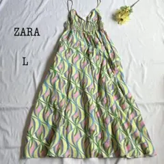 新品未使用 タグ付き ZARA ザラ キャミワンピース 総柄 L キャミソール
