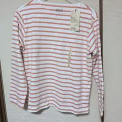 新品　無印良品　婦人　ピンクボーダー　長袖Tシャツ　L