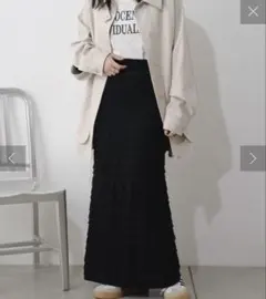 Kastane カットフリルIラインスカート　ブラック