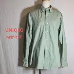 UNIQLO 緑チェック柄長袖ワイシャツ 綿100%