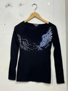 A/X アルマーニエクスチェンジ ウイング 長袖Tシャツ 黒 【XS】