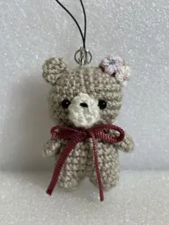 くまのあみぐるみキーホルダー 小さめ ハンドメイド ベージュ