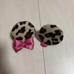 ディズニー　ヒョウ柄　ヘアピン