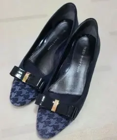 NEB RHYTHM　ネイビー ハウンドトゥース パンプス