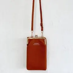 新品 スマホ ショルダー ポーチ ス財布 がま口 レディース バッグ 茶色 鞄