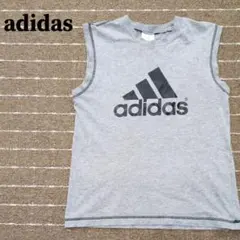 adidas　アディダス　ビッグロゴプリントタンクトップ　キッズ　グレー　140