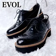 【良品✨】 EVOL ウィングチップ 厚底 レースアップシューズ　ブラック　黒のサムネイル