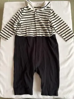 COMME CAISMロンパース80cm ボーダー 切替 モノトーン長袖ベビー服