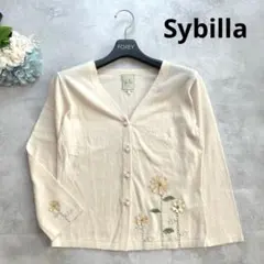 お洒落✨シビラ カーディガン 花 フラワー 刺繍 アイボリー M 近年モデル 春