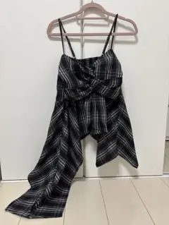 ブラック系チェック キャミワンピース