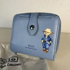 未使用級　ポロラルフローレン　ポロベア　二つ折り財布　ライトブルー　保存袋付き