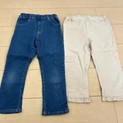 デニム　ベージュ　パンツ　130 レギンス　フリル