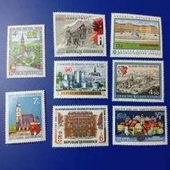 8648 外国切手 オーストリア 美しい 建築風景 文化遺産等 8種