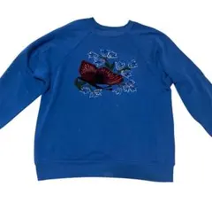 青花柄刺繍ラグランスリーブトレーナー