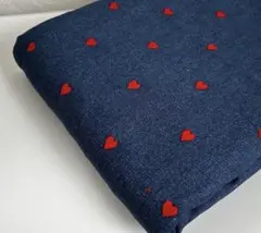 韓国生地 ハート刺繍 デニム