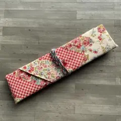 箸袋　ハンドメイド　入園入学セット　給食　花柄　女の子　赤
