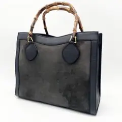 GUCCI ダイアナ　バンブー　ハンドバック　レザー　スエード　ブラック系