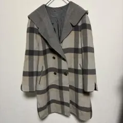 チェック柄ダブルブレストコート Mサイズ カシミヤ混