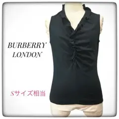 BURBERRY LONDON バーバリー フリル ノースリーブ ブラウス 黒