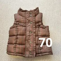baby Gap 中綿ダウンベスト　ブラウン系チェック 70